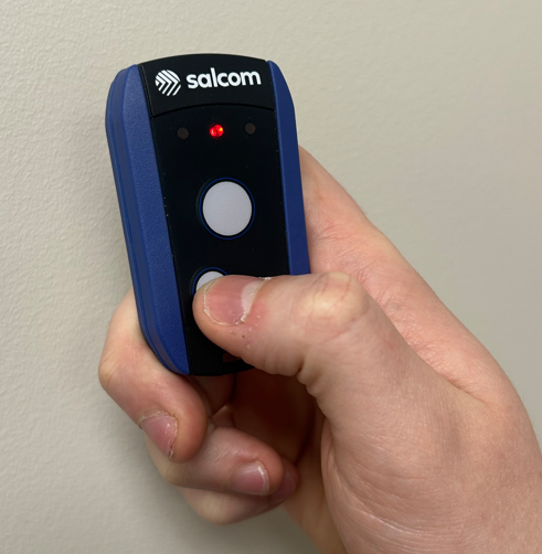 Press the smaller button to cancel a Pendant alert